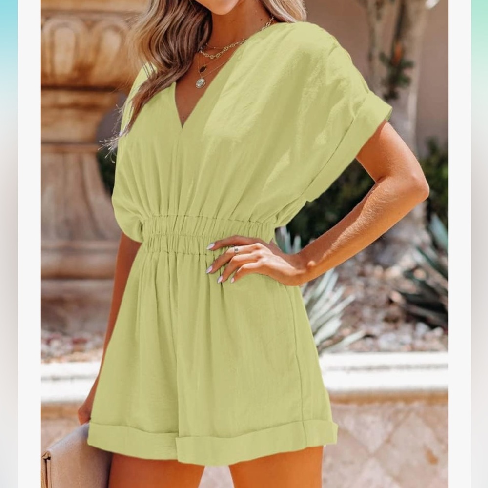 Light Green V-Neck Romper